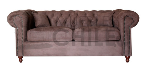 Sofa Capitone Chesterfield Felpa Cafe / Muebles Chile