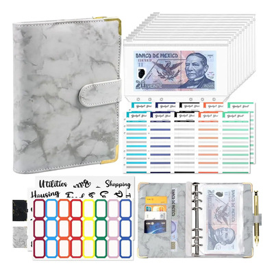 Carpeta De Cuaderno A6, Organizador de Dinero, Sobres De presupuesto en efectivo, Carpeta con 12 Sobres Transparentes con Cierre para arreglo de gastos diarios, Organizar su presupuesto (Gris) | MercadoLibre