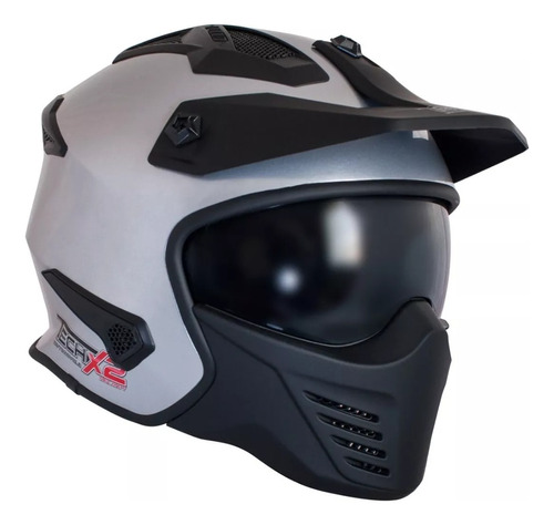 Casco Tech X2 Tx-726 Plata Con Visera