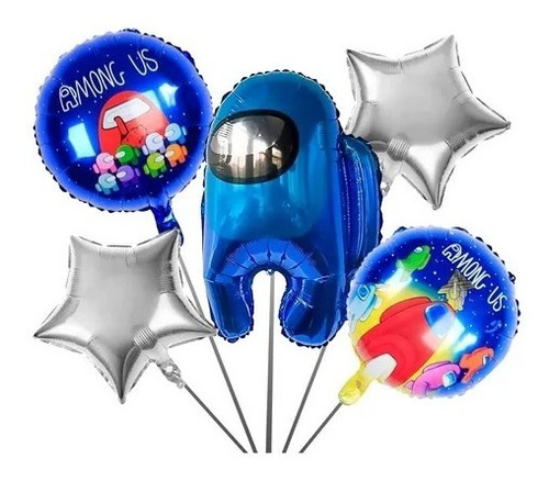 Kit 5pzs De Globos Metalicos De Among Us Impostor 73 Cm