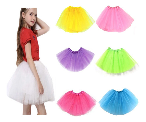 Saia Tule Tutu Infantil Festa Carnaval 30 Cm Várias Cores 