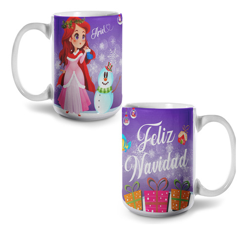 Taza Navideña Princesas Disney Personalizada 15oz Mod658