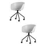 Juego 2 Sillas Oficina Hogar Giratoria Esctructura Metal Estructura De La Silla Negro Asiento Blanco