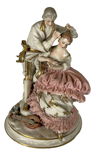 Par De Antiguas Figuras Porcelana Alemana Dresden Hxq