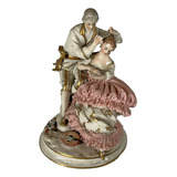 Antigua Figura Porcelana Alemana Dresden Estilista Dama Hxq