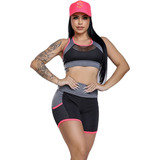 Kit 3 Conjunto Fitness Femininotop Short Roupas De Funcional