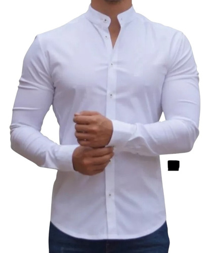 Camisa Cuello Mao Militar Manga Larga Neru