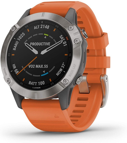 Garmin Fenix 6 Zafiro Correa Silicona Naranja 47mm Reloj