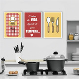 Placa Quadro Mdf Kit 40x50cm Cozinha Sabor Da Vida Tempero