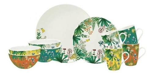 Set Vajilla Ceramica Jungle X16 Platos Taza Plato Postre