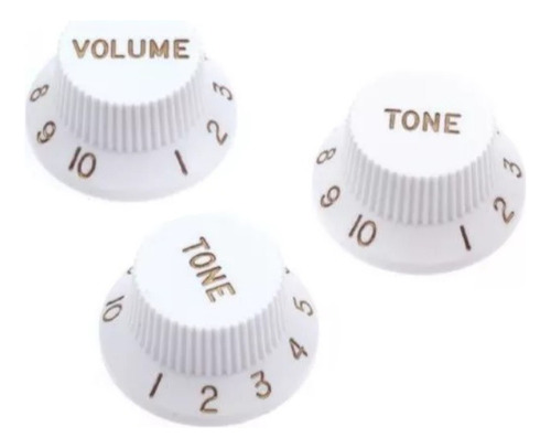 Knobs Tone Gauge Tipo Strat (branco) Trio