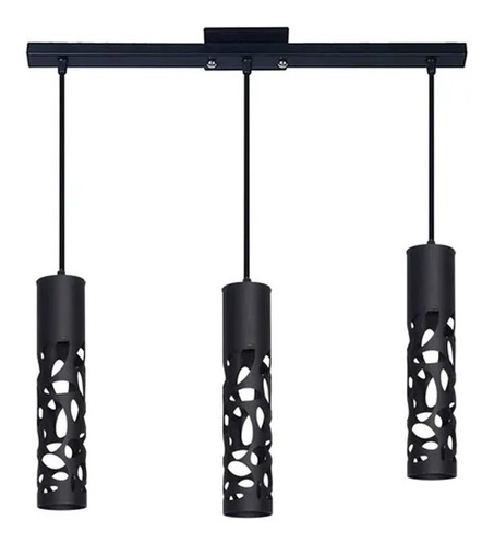 Lampara Colgante 3 Luces Moderno Tubo 30cm Led Gu10 Puraluz