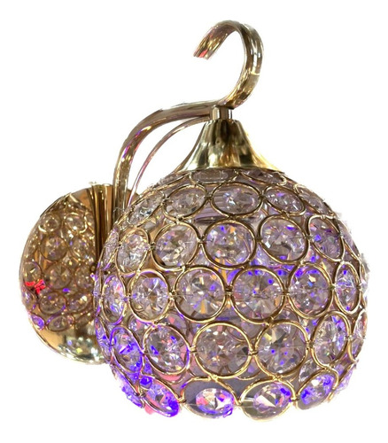 Kit 4 Luminária Arandela Cristal Bola Esfera Dourada Prata