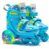 Patines Ajustables Niños Con Ruedas Iluminadas Talla S Azul