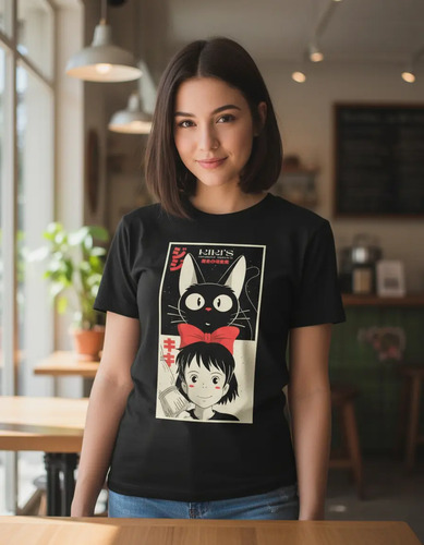 Playera Estudio Ghibli Kiki Entregas A Domicilio Jiji Gato A | Meses sin interés