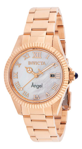 Relógio Feminino Invicta 36059 Angel 38 Mm, Ouro Rose 