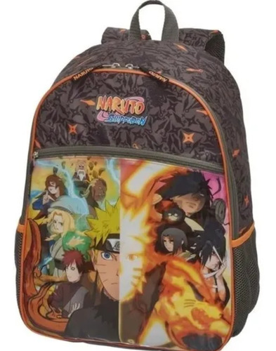 Mochila Escolar De Alças Naruto Shippuden Infantil Dattebayo Cor Preto