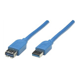 Cable Usb 3.0 Manhattan 322379 Extensión 2m Azul