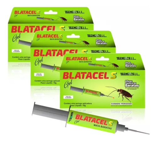 Kit Com 3 Repelente Veneno Mata Barata Em Gel Blatacel 10gr