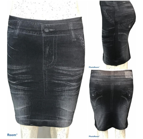 Pollera Mini Lycra Simil Jeans 