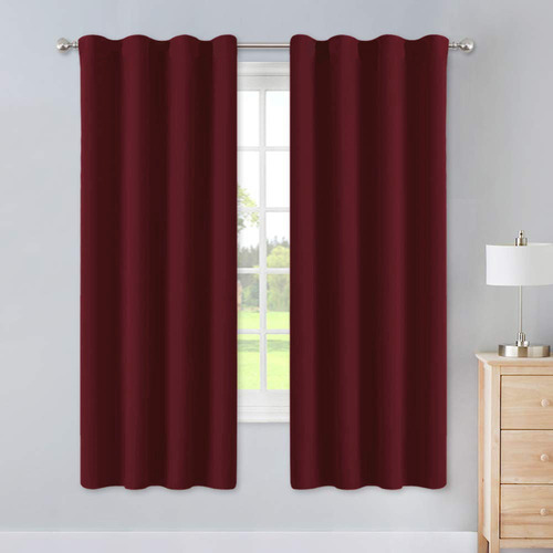 Juego De Cortinas Blackout Engomado 130x150cm Bloquea 100% Color Bordeaux