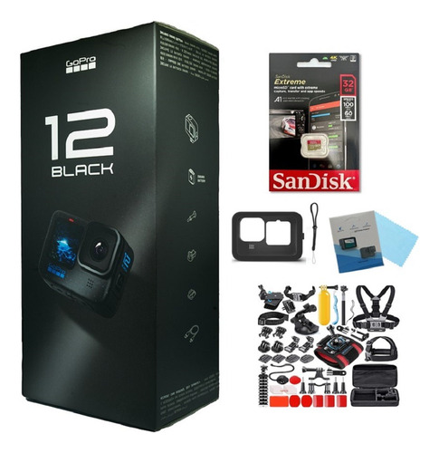 Camara Gopro Hero 12 + 32gb + Kit Accesorio + Funda + Vidrio