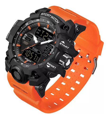 Relógio Masculino Sanda 6126 Militar Tático Black Orange