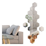 Espelhos Em Acrílico Decorativo - Hexagonal - Kit C 10 Peças