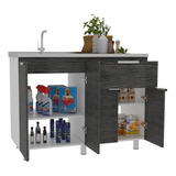 Mueble Inferior Cocina Fendi Rta Blanco + Roble Gris