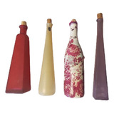 Botellas De Vidrio Decorativas C/tapón De Corcho.(4) Vintage