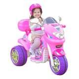 Moto Eletrica Infantil 12v Biemme Pink Com Luz E Capacete