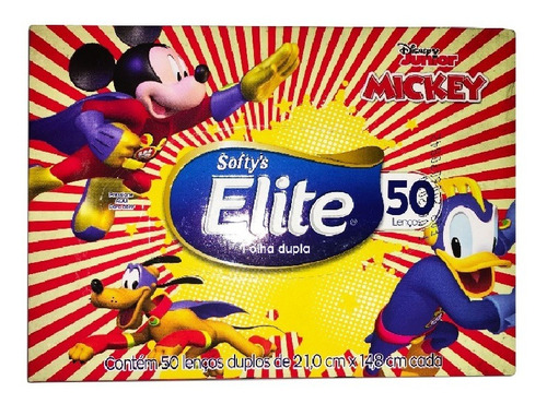 Kit 10 Lenço De Papel Softys Elite Folha Dupla Kids Disney Elite Softy's En Caixa X 50 Unidades