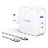 Carregador Ugreen Usb A/c 140w Gan Tech+cabo Usb C 2m Branco