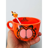 Tazón Garfield Con Cuchara Artesanal