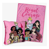 Kit Manta+almofada Princesas Royal Courage Personagens Disne