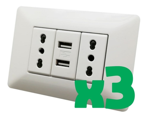 Enchufe Pared Usb Doble 3 Unidades Envio Gratis