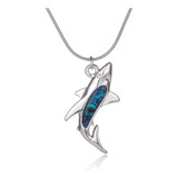  Colar Com Pingente De Tubarão Barch Young Blue Abalone Paua