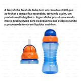 Garrafinha Fresh Infantil Com Canudo Silicone Marinho Buba