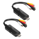 2×cable Adaptador Convertidor Hdmi A Av Rca 1080p Hd, Macho