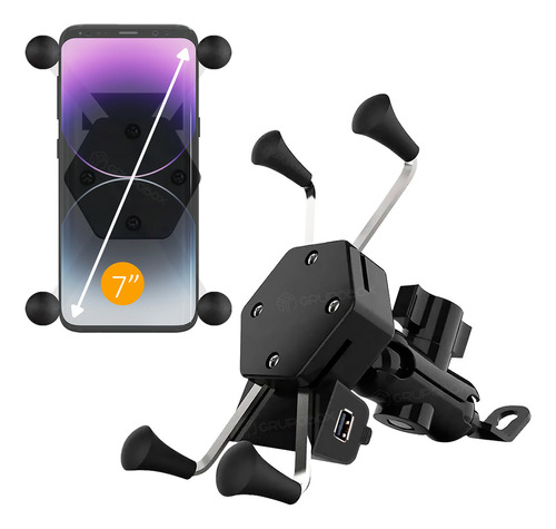 Suporte Moto Celular Aranha Universal Carregador Usb Fixa