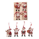 Adorno Navidad Set X8 Colgantes Madera Santitas 11 Cm 