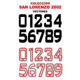 Vectores, Numeros. Camisetas Compatible San Lorenzo 2002.