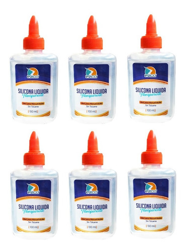 6 Silicona Liquida Transparente Adhesiva Ezco X 100ml