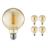 Kit 5 Lâmpadas Filamento Led G95 Vintage E27 4w 2300k Bivolt