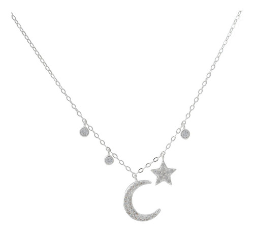 Collar Luna, Estrella Y Circones Plata 925 Boaz Joyas