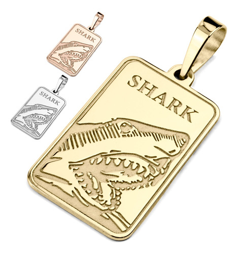 Dije Parche Tiburón Oro Solido 14k Personalizable Laser