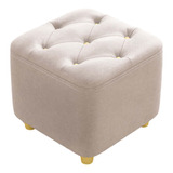 Taburete Otomano, Taburete Cuadrado, Asiento Creativo, Beige