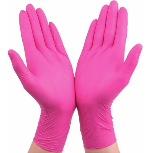 Guantes Desechables Rosa Talla Ch 100 Pzs