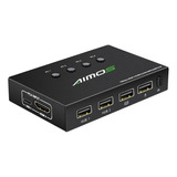 Aimos 4k @60hz Switch Selector De Conmutador Usb De 4 Puerto