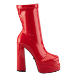 Bota Vestir Plataforma Belinda Peregrin Rojo Para Mujer 3170